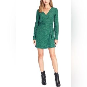 Sanctuary - Anthropology Stay The Night Long Sleeve Wrap Dress Emerald Leo Sz 2